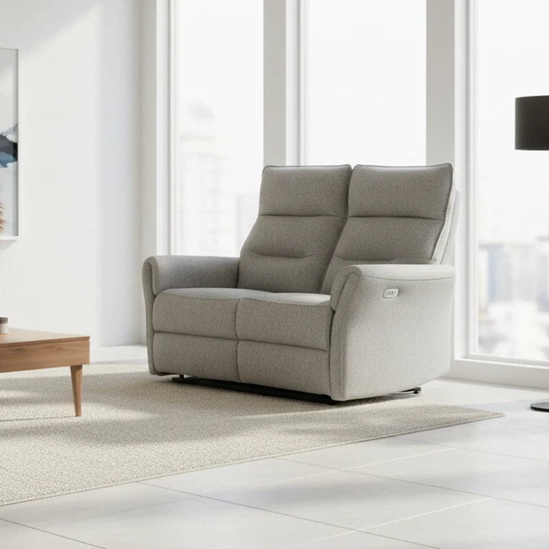 Divano recliner 2 posti elettrico in tessuto grigio 134 cm Softwave
