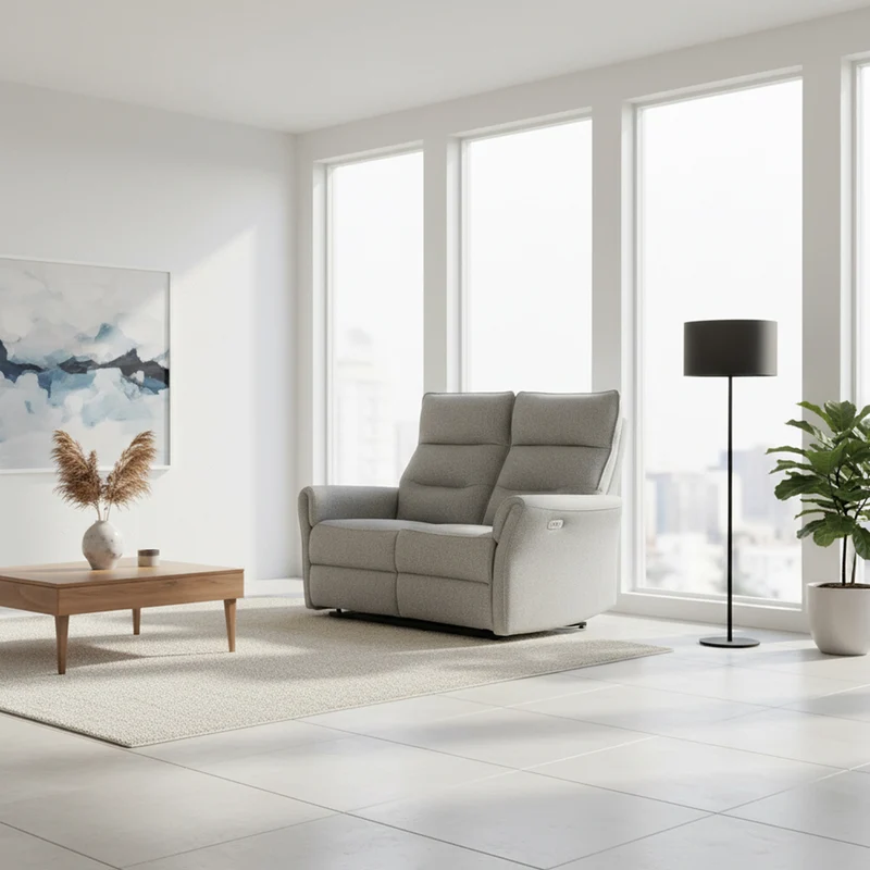 Divano recliner 2 posti elettrico in tessuto grigio 134 cm Softwave