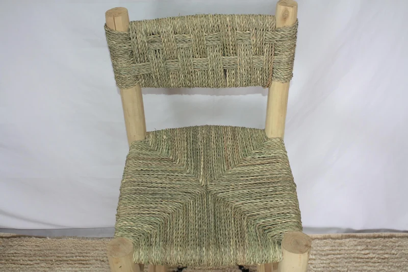 Chaise Haute En Bois de Citronnier - Tabouret de Bar - ARTISANAL MAROCAIN - Décoration Bohème Boho