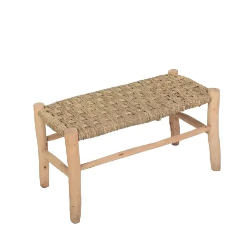 BANC Marocain en Bois de Citronnier - Banquette tressée 1/2 places - 70cm ou 80cm - Décoration Bohème