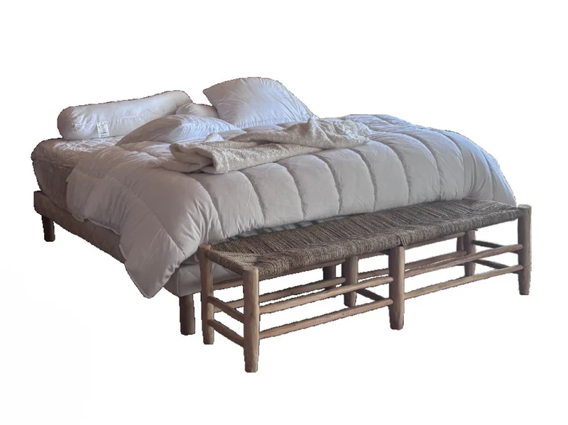 BANC Marocain en Bois de Citronnier - Banquette tressée 1/2 places - 70cm ou 80cm - Décoration Bohème