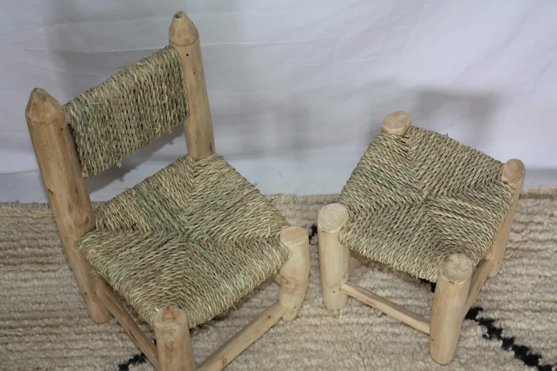 Tabouret ou Chaise pour enfant - ARTISANAL - en Bois de Citronnier - ORIGINAL - Décoration Bohème Boho