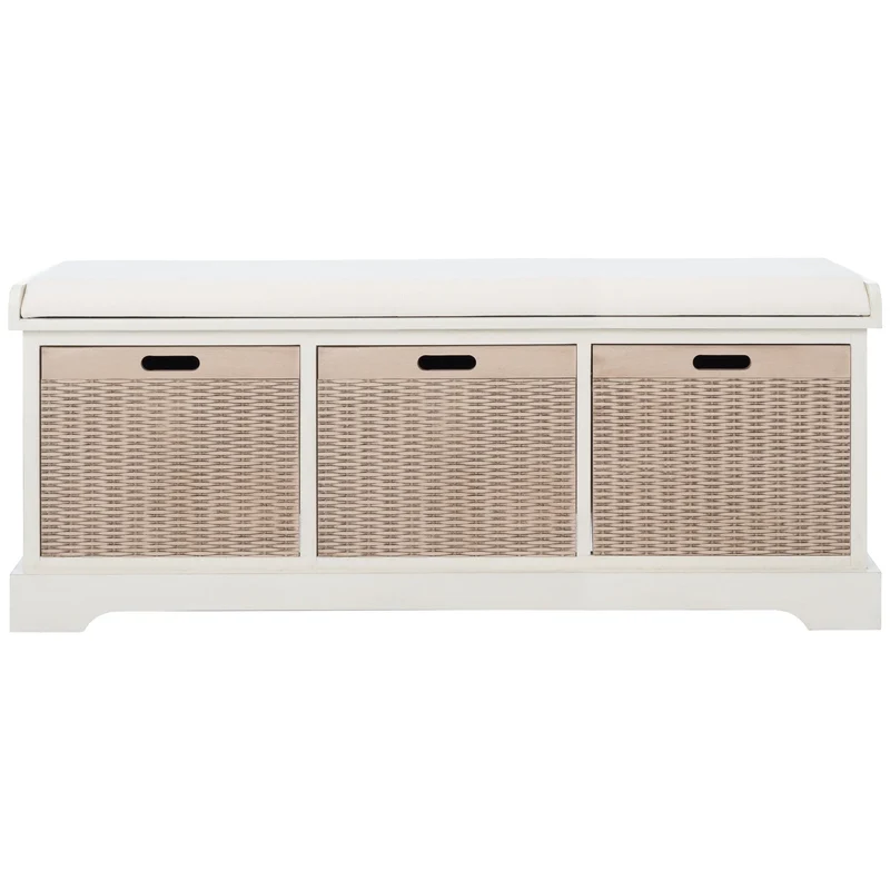 Banc de rangement SAFAVIEH Fiorello 3 tiroirs avec coussin - 47,3 L x 15 P x 19 H - 47Lx15Px19H