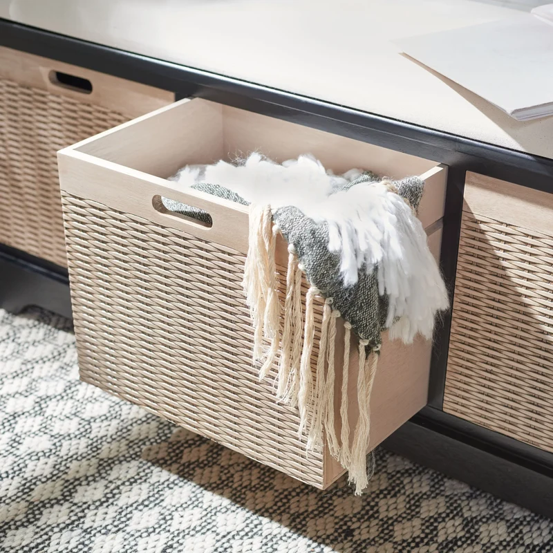 Banc de rangement SAFAVIEH Fiorello 3 tiroirs avec coussin - 47,3 L x 15 P x 19 H - 47Lx15Px19H