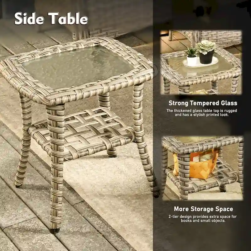 Ensemble de conversation de jardin 9 pièces XIZZI avec fauteuil pivotant