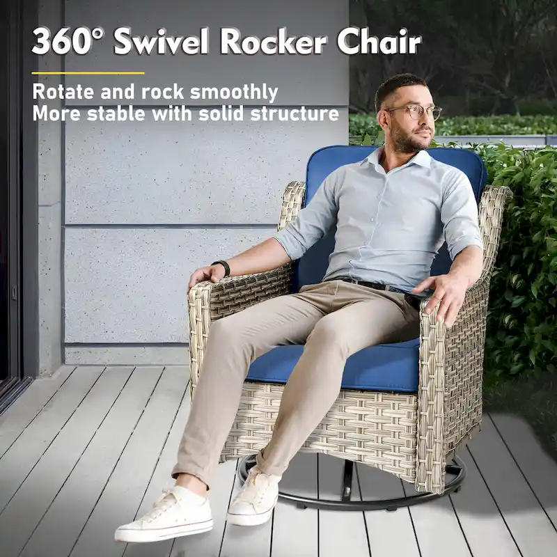 Ensemble de conversation de jardin 9 pièces XIZZI avec fauteuil pivotant
