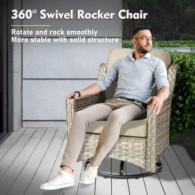 Ensemble de conversation de jardin 9 pièces XIZZI avec fauteuil pivotant