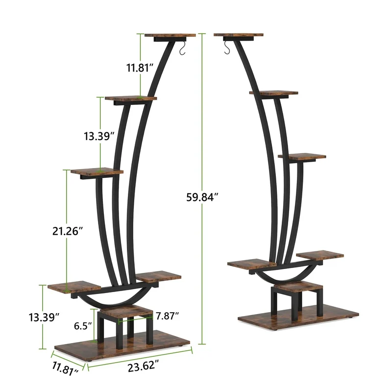Étagère à plantes d'intérieur, porte-fleurs à 6 niveaux pour jardin - Lot de 2
