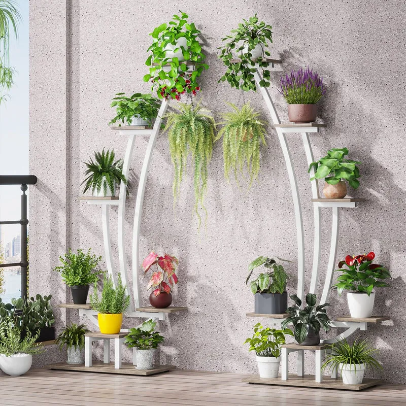 Étagère à plantes d'intérieur, porte-fleurs à 6 niveaux pour jardin - Lot de 2