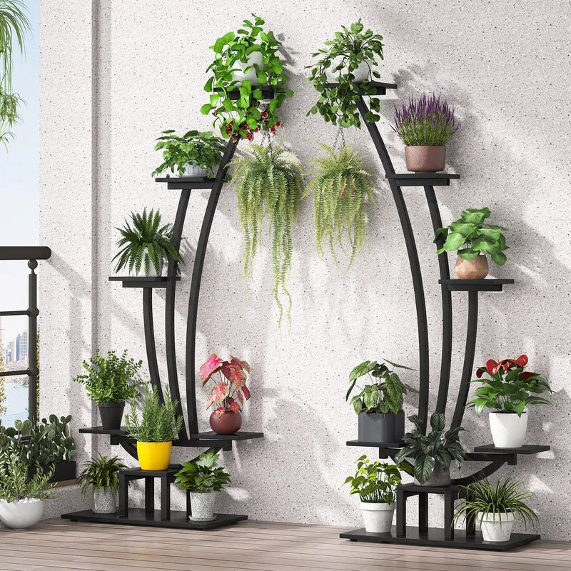 Étagère à plantes d'intérieur, porte-fleurs à 6 niveaux pour jardin - Lot de 2