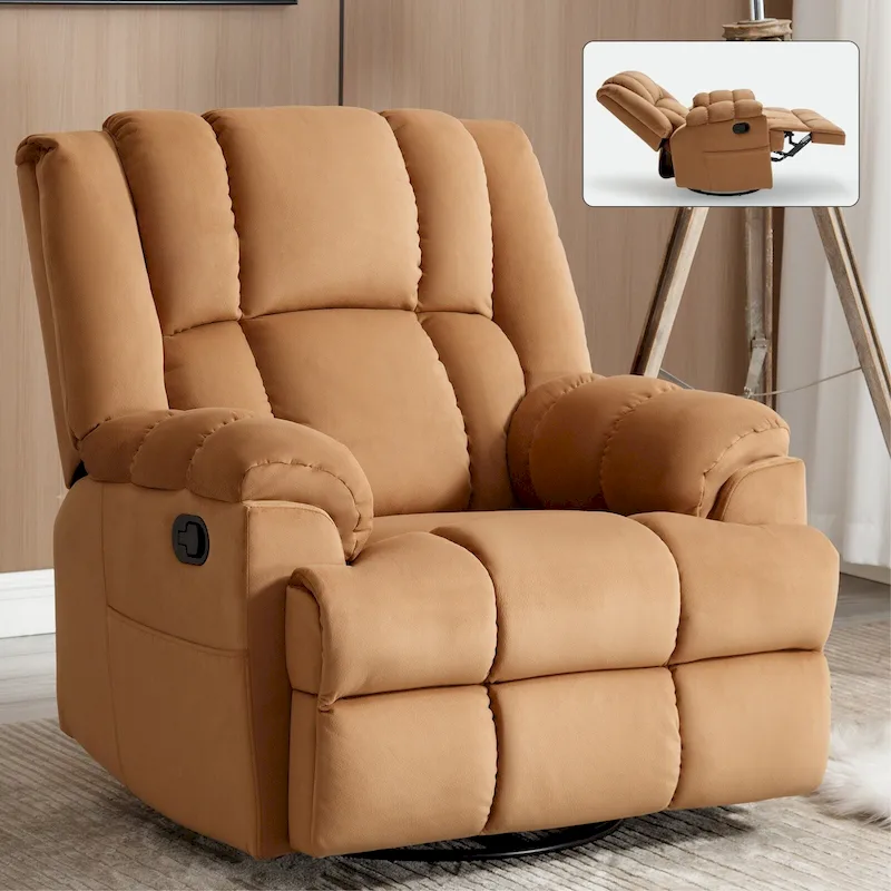 Fauteuil inclinable manuel vert surdimensionné avec pivotement, basculement et revêtement en tissu