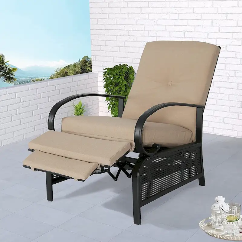 Fauteuil inclinable de salon réglable avec coussin – 38 (P) x 26,5 (L) x 38,5 (H) pouces