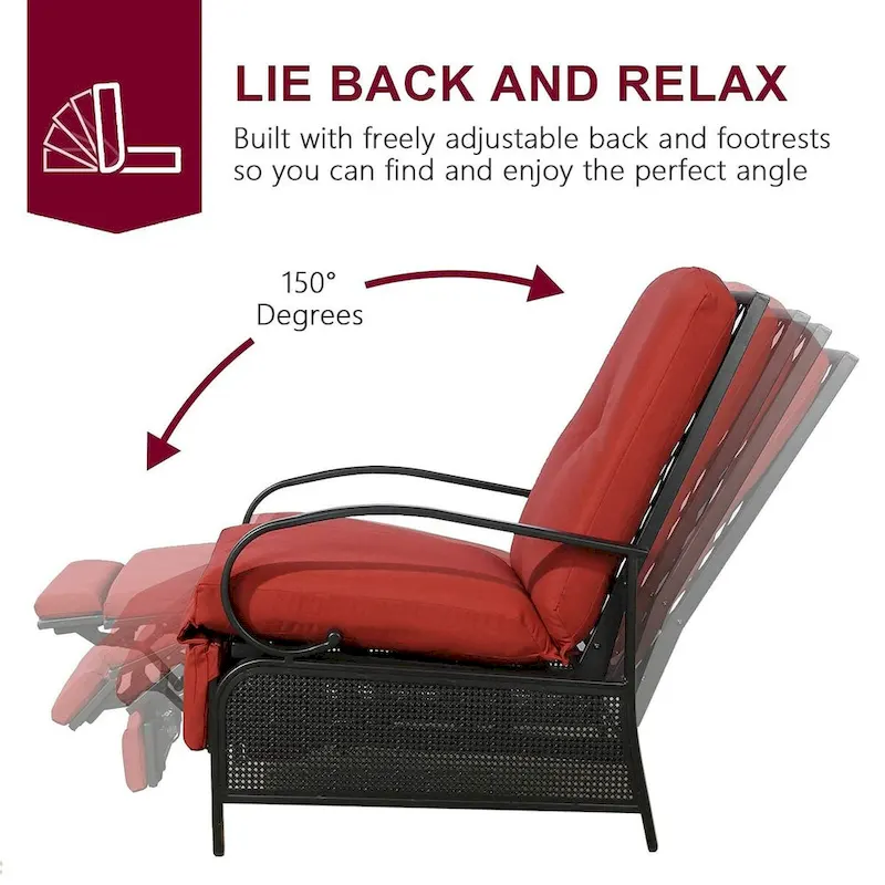 Fauteuil inclinable de salon réglable avec coussin – 38 (P) x 26,5 (L) x 38,5 (H) pouces