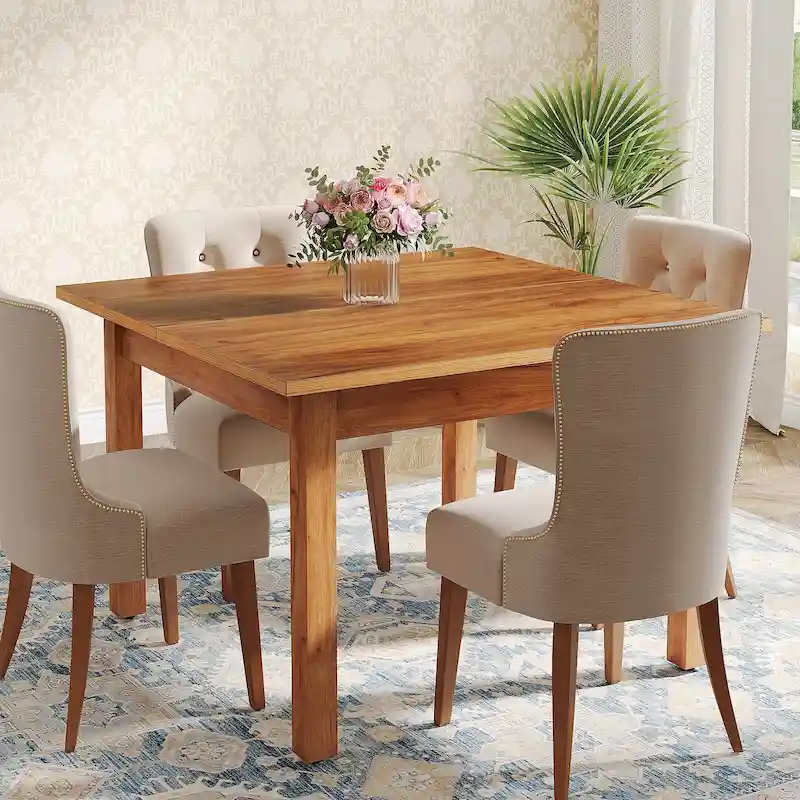 Table à manger carrée de 100 cm pour 2-4 personnes avec pieds en bois massif pour salon et salle à manger