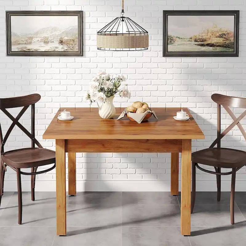 Table à manger carrée de 100 cm pour 2-4 personnes avec pieds en bois massif pour salon et salle à manger