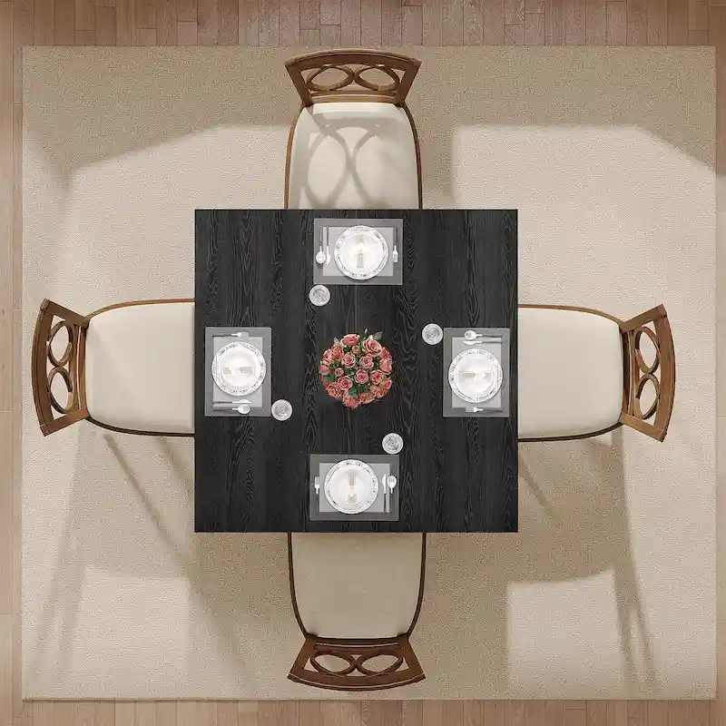 Table à manger carrée de 100 cm pour 2-4 personnes avec pieds en bois massif pour salon et salle à manger
