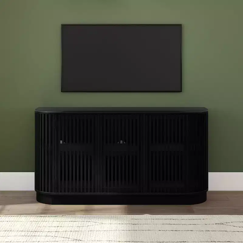 Buffet en bois massif Plank+Beam Contour avec 3 portes, meuble TV 59 po pour salon