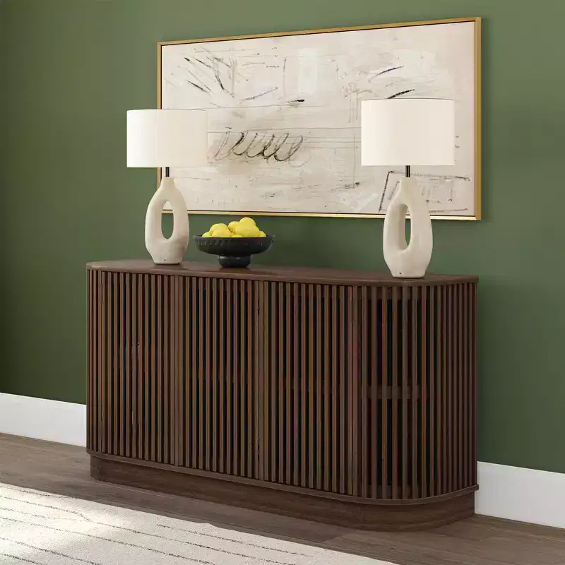 Buffet en bois massif Plank+Beam Contour avec 3 portes, meuble TV 59 po pour salon