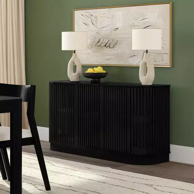 Buffet en bois massif Plank+Beam Contour avec 3 portes, meuble TV 59 po pour salon