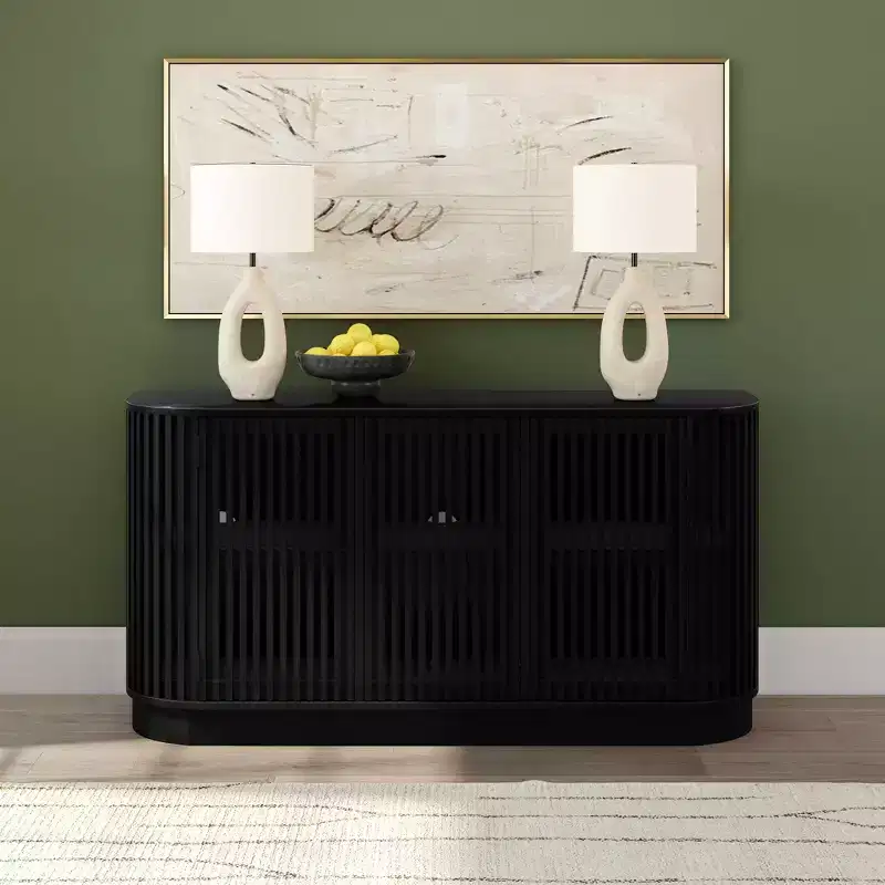 Buffet en bois massif Plank+Beam Contour avec 3 portes, meuble TV 59 po pour salon