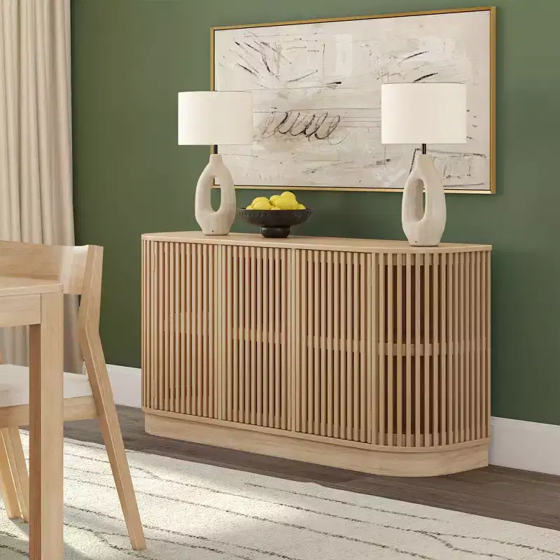 Buffet en bois massif Plank+Beam Contour avec 3 portes, meuble TV 59 po pour salon