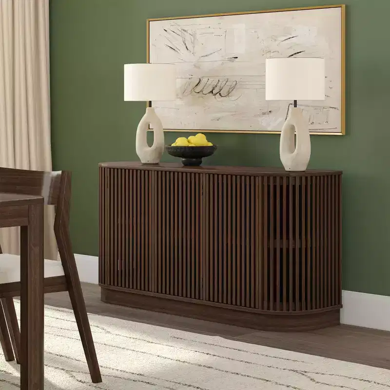 Buffet en bois massif Plank+Beam Contour avec 3 portes, meuble TV 59 po pour salon