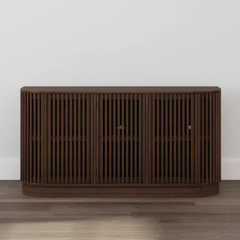 Buffet en bois massif Plank+Beam Contour avec 3 portes, meuble TV 59 po pour salon
