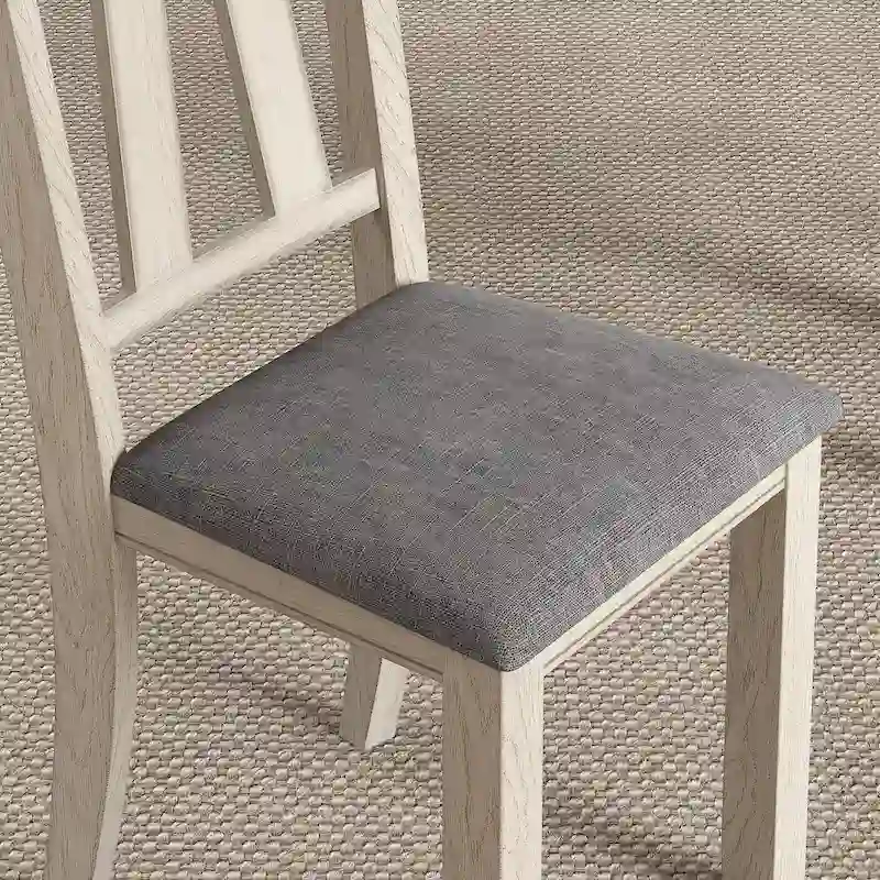 Chaises de salle à manger en bois massif VECELO avec assise en tissu de lin, ensemble de 2/4/6 chaises de salle à manger