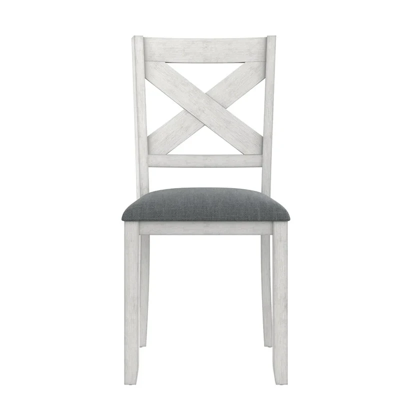 Chaises de salle à manger en bois massif VECELO avec assise en tissu de lin, ensemble de 2/4/6 chaises de salle à manger