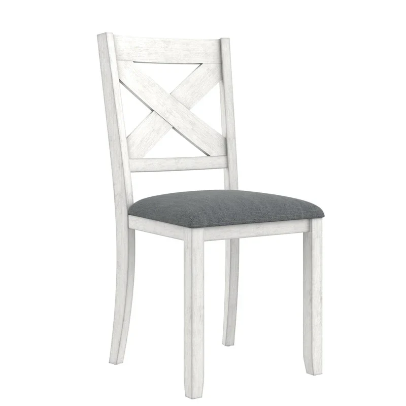 Chaises de salle à manger en bois massif VECELO avec assise en tissu de lin, ensemble de 2/4/6 chaises de salle à manger