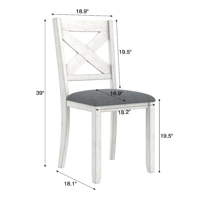 Chaises de salle à manger en bois massif VECELO avec assise en tissu de lin, ensemble de 2/4/6 chaises de salle à manger