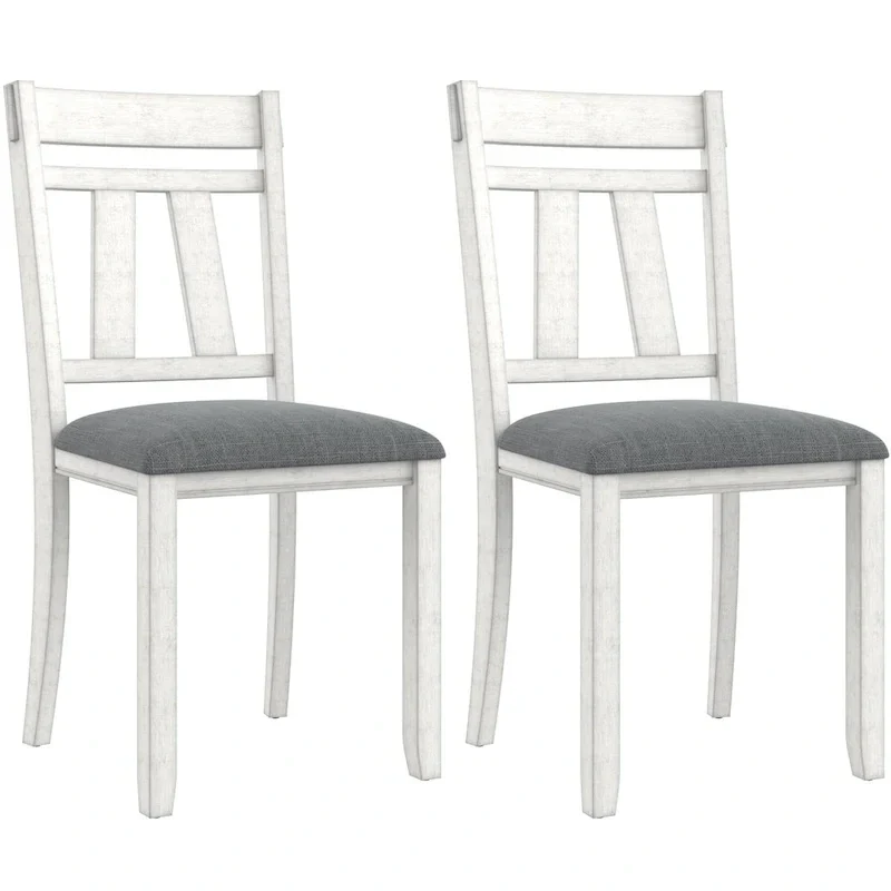 Chaises de salle à manger en bois massif VECELO avec assise en tissu de lin, ensemble de 2/4/6 chaises de salle à manger