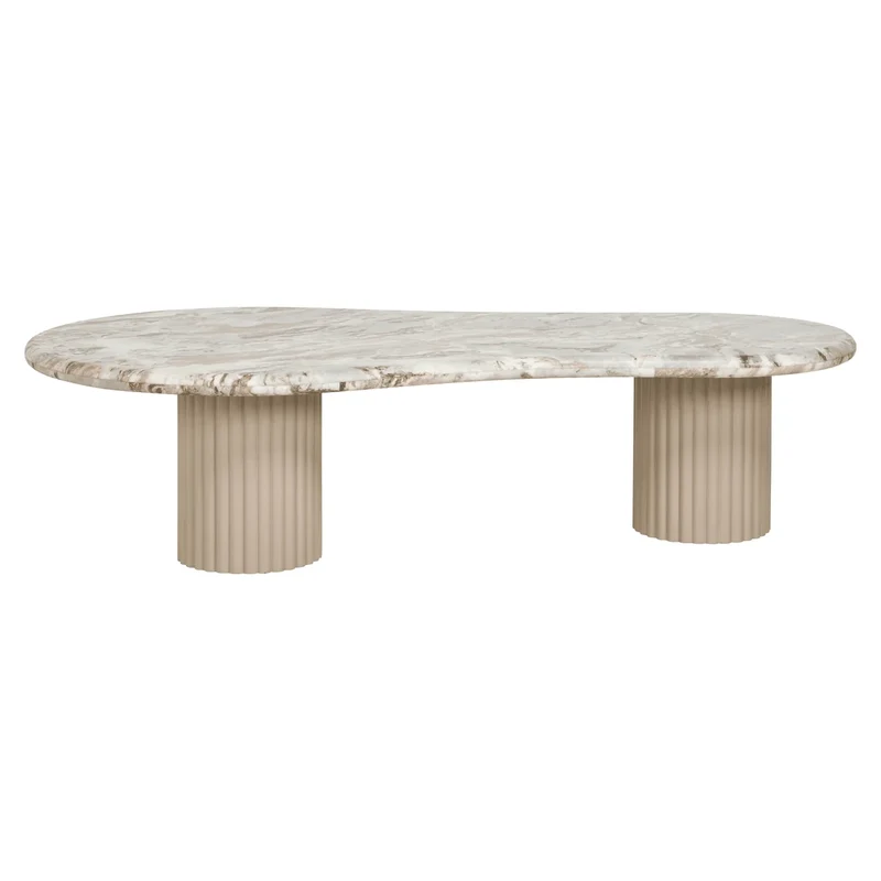 Table basse avec plateau en marbre de forme galet