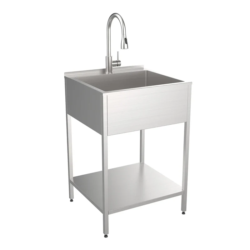 Évier de buanderie et support de lavage en acier inoxydable de 24 po L x 22 po P x 35 po H