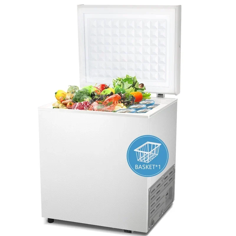 Congélateur coffre de 51 L avec panier amovible, drain inférieur, thermostat à 7 niveaux, conception autonome pour la maison et l'appartement