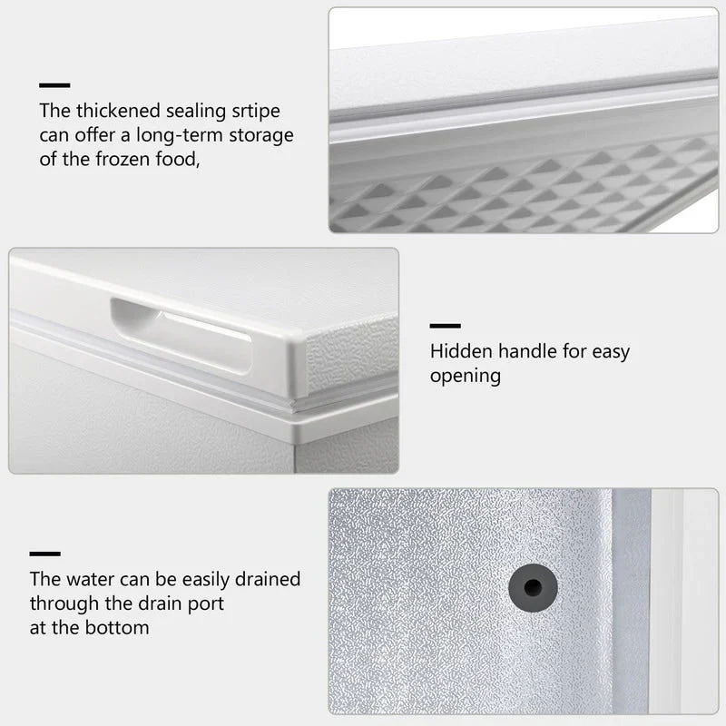 Congélateur coffre de 51 L avec panier amovible, drain inférieur, thermostat à 7 niveaux, conception autonome pour la maison et l'appartement