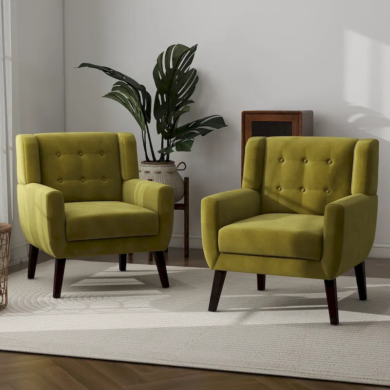 Lot de 2 fauteuils de salon en velours avec accoudoirs