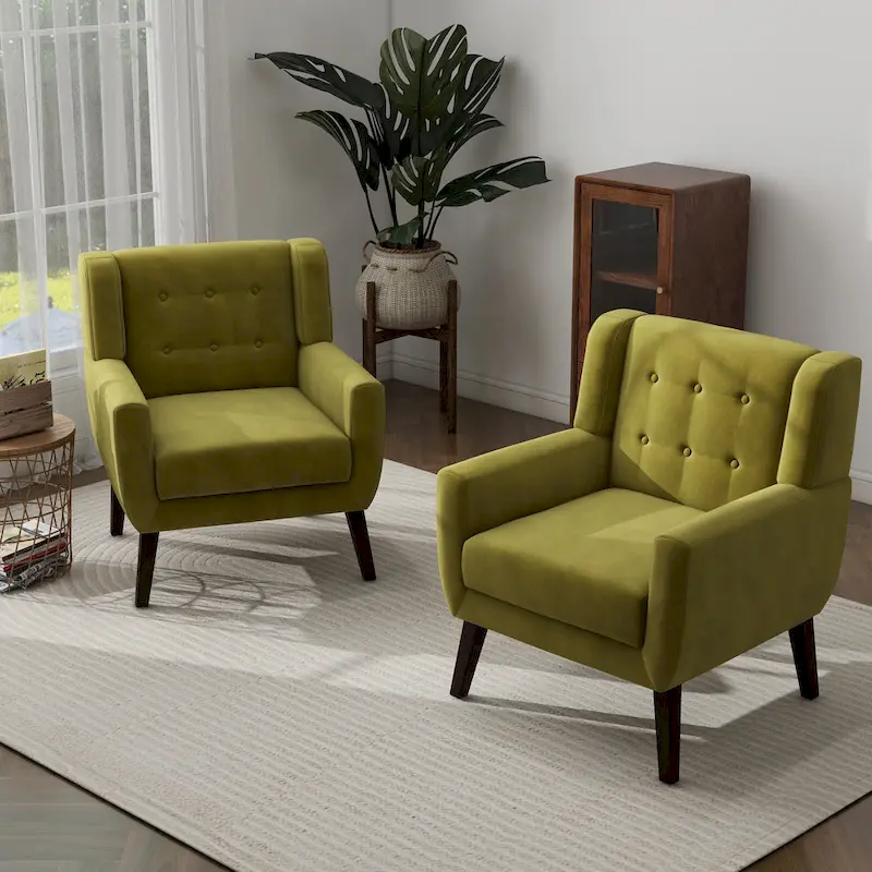 Lot de 2 fauteuils de salon en velours avec accoudoirs