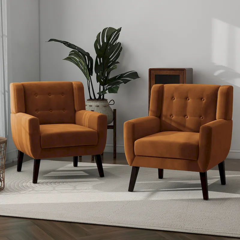 Lot de 2 fauteuils de salon en velours avec accoudoirs