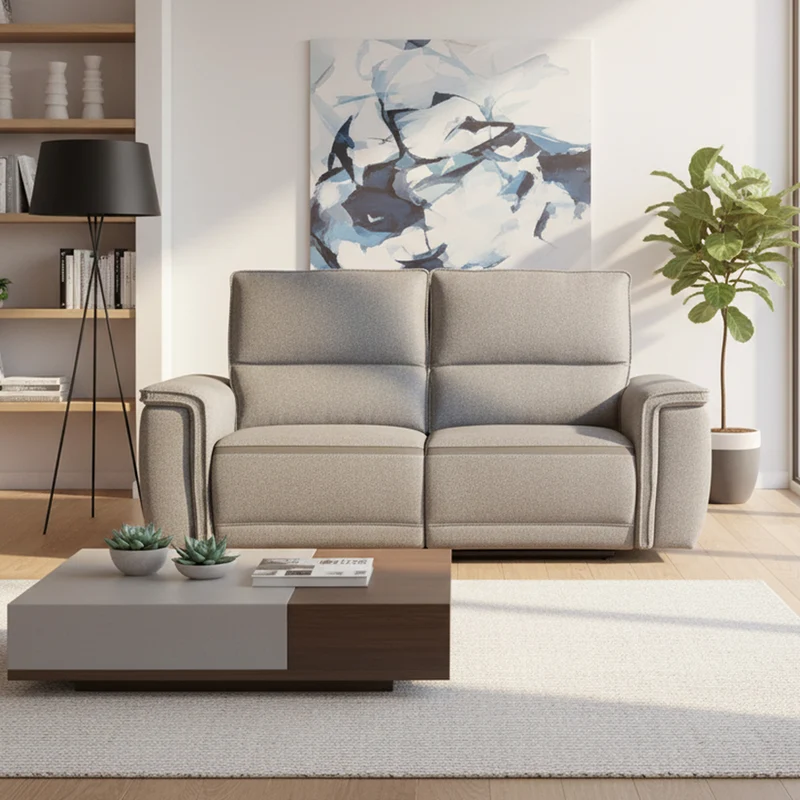 Divano recliner elettrico 2 posti tessuto grigio 164 cm Velveta