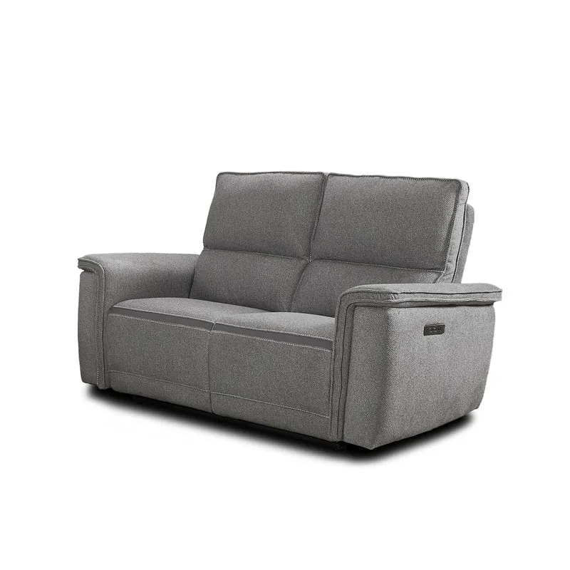 Divano recliner elettrico 2 posti tessuto grigio 164 cm Velveta