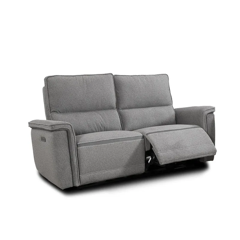 Divano recliner elettrico 2 posti tessuto grigio 164 cm Velveta
