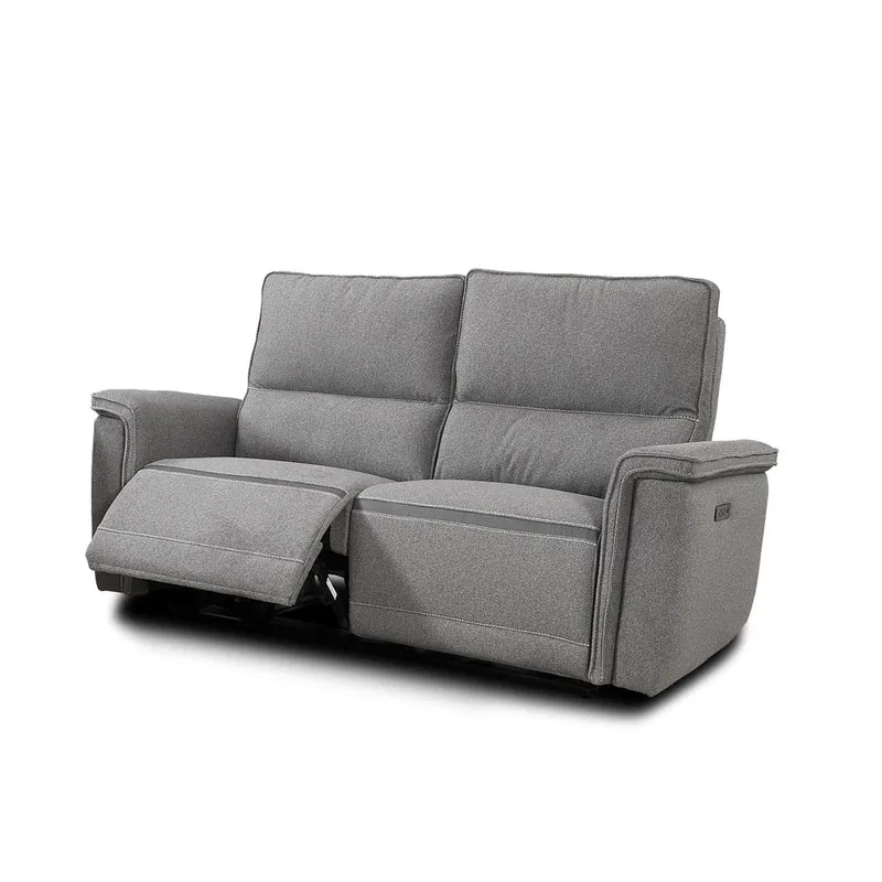 Divano recliner elettrico 2 posti tessuto grigio 164 cm Velveta