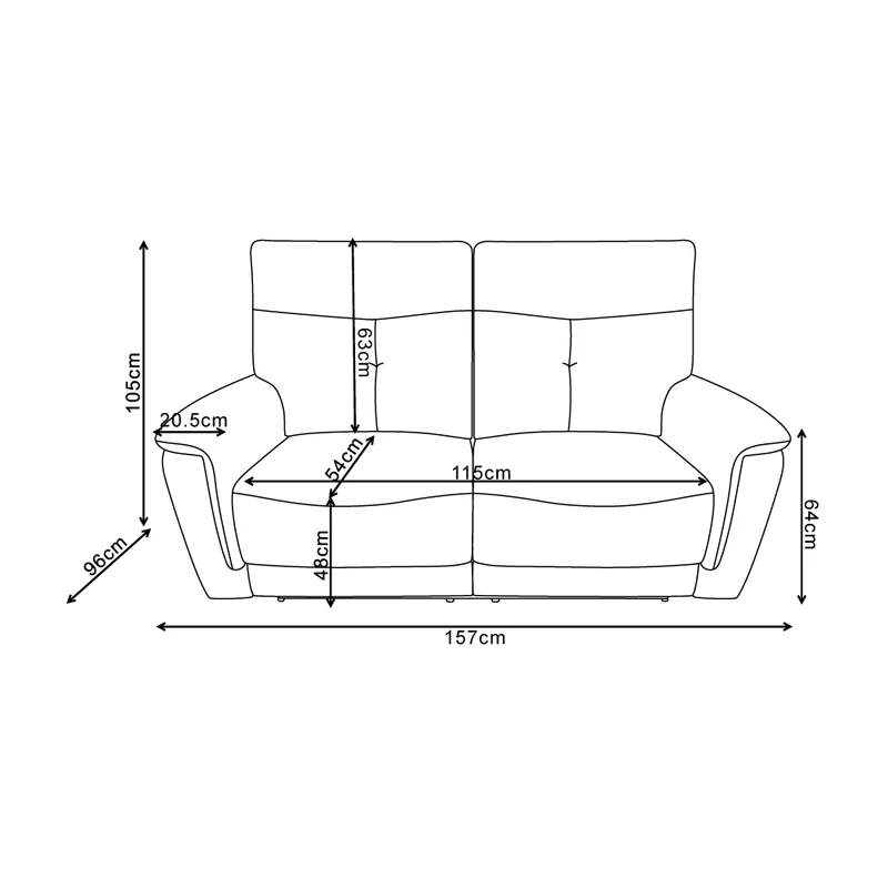 Divano recliner 2 posti elettrico in tessuto sabbia 157 cm Elysio