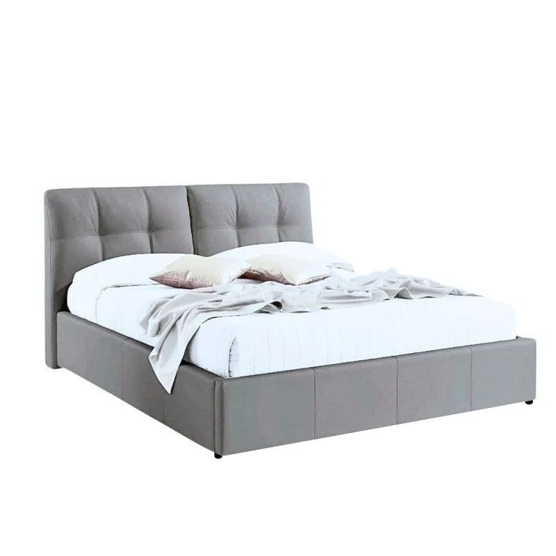 Letto matrimoniale con contenitore tessuto grigio Melia