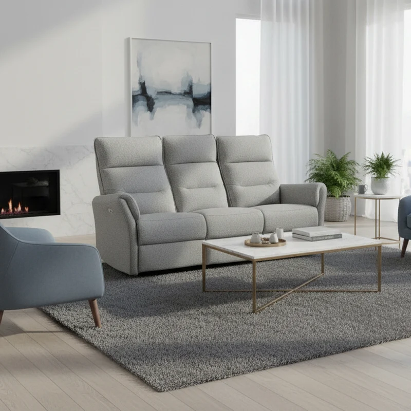 Divano recliner 3 posti elettrico in tessuto grigio 186 cm Softwave