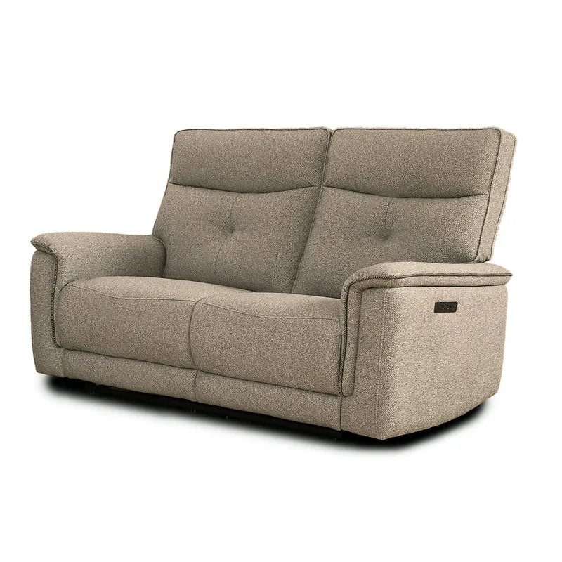 Divano recliner 3 posti elettrico in tessuto sabbia 198 cm Elysio