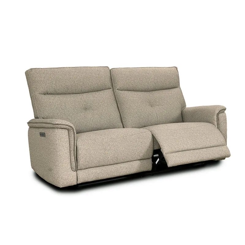 Divano recliner 3 posti elettrico in tessuto sabbia 198 cm Elysio