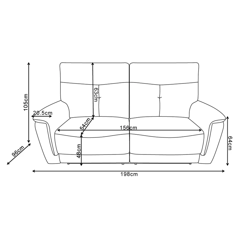 Divano recliner 3 posti elettrico in tessuto sabbia 198 cm Elysio