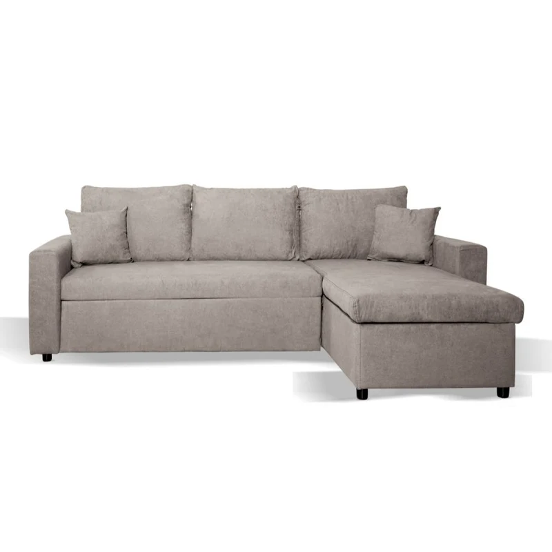 Divano con penisola reversibile funzione letto tessuto tortora 225x148x81H Golf